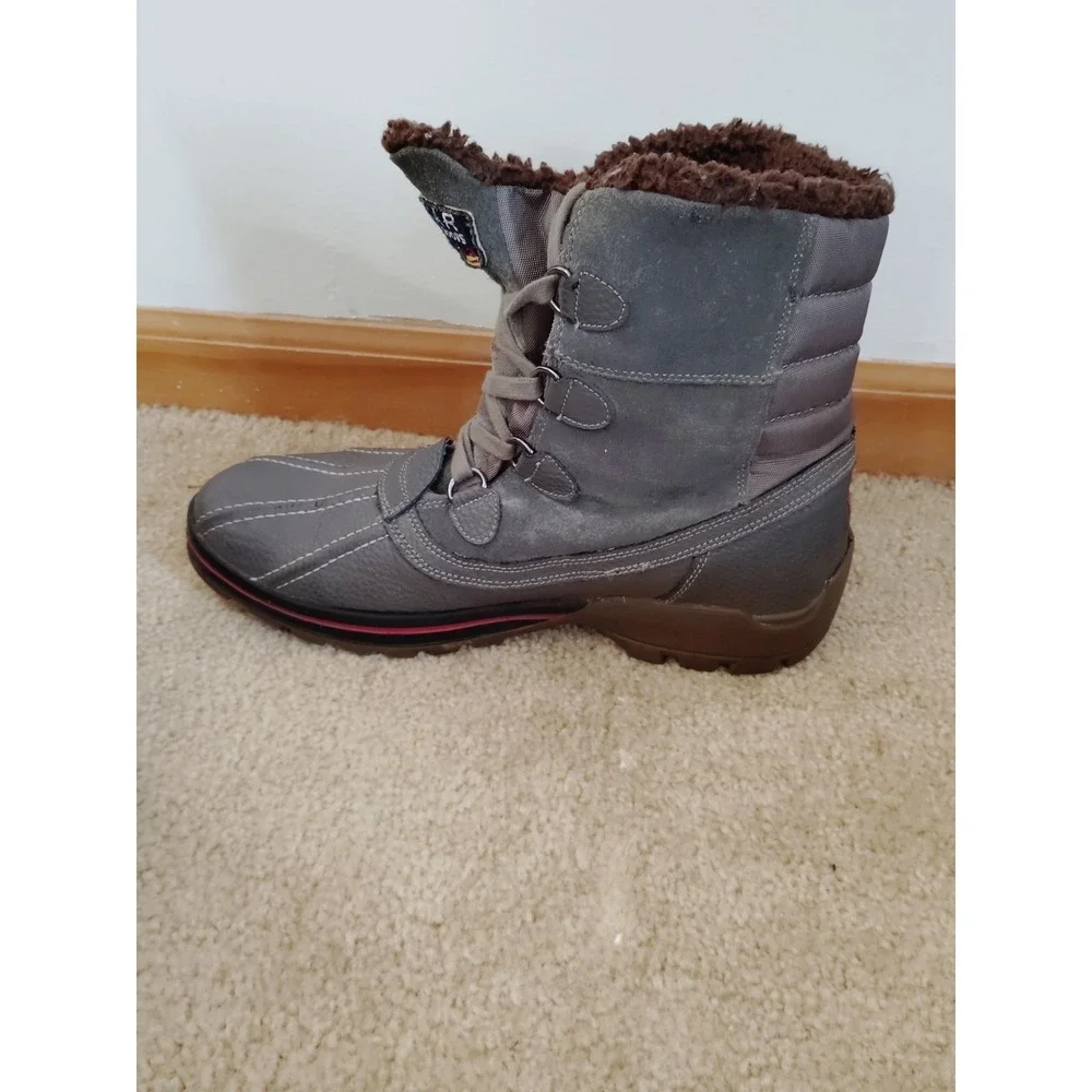EUC-Pajar Women 10-10.5 Gray Suede Leather Winter Snow Hiking Boot Warm Fur Trim